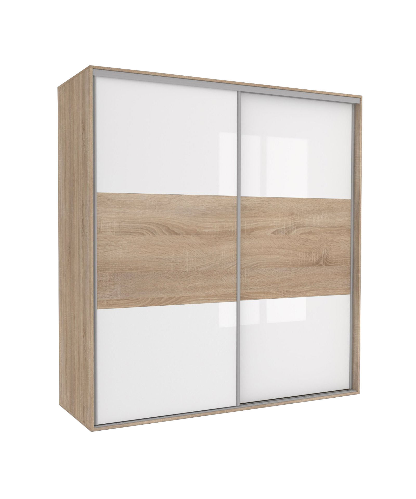 Szafa Tivoli 125X210 S/4Bp/2Ds Biały Połysk / Dąb Sonoma