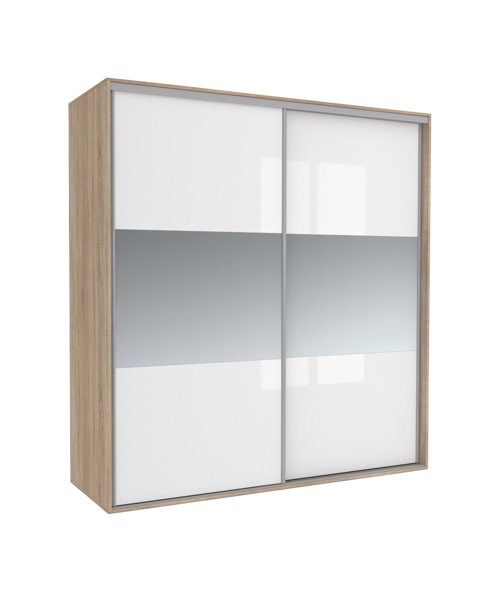 Szafa Tivoli 182X210 S/4Bp/2L Biały Połysk / Lustro