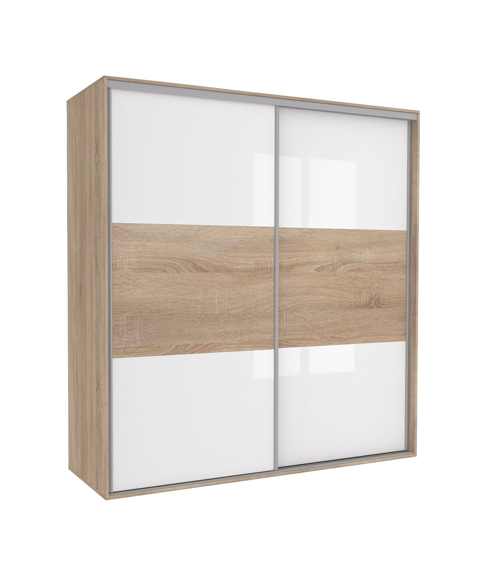 Szafa Tivoli 240X210 S/4Bp/2Ds Biały Połysk / Dąb Sonoma