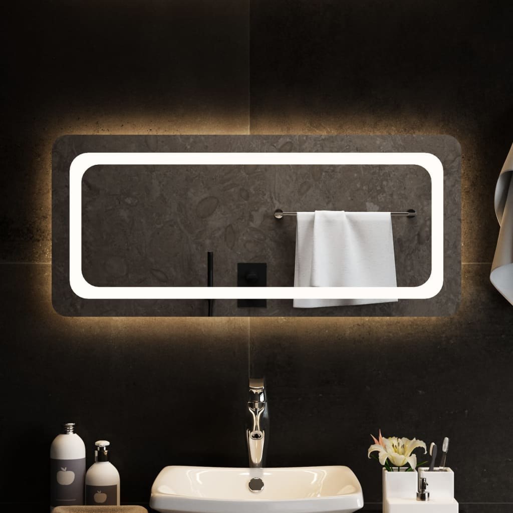 vidaXL Lustro łazienkowe z LED, 90x40 cm