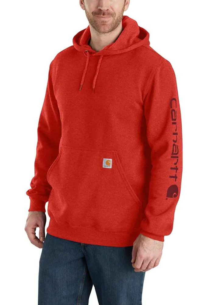 Bluza męska z kapturem Carhartt Midweight Sleeve Logo Hooded R66 Chili Pepper Heather