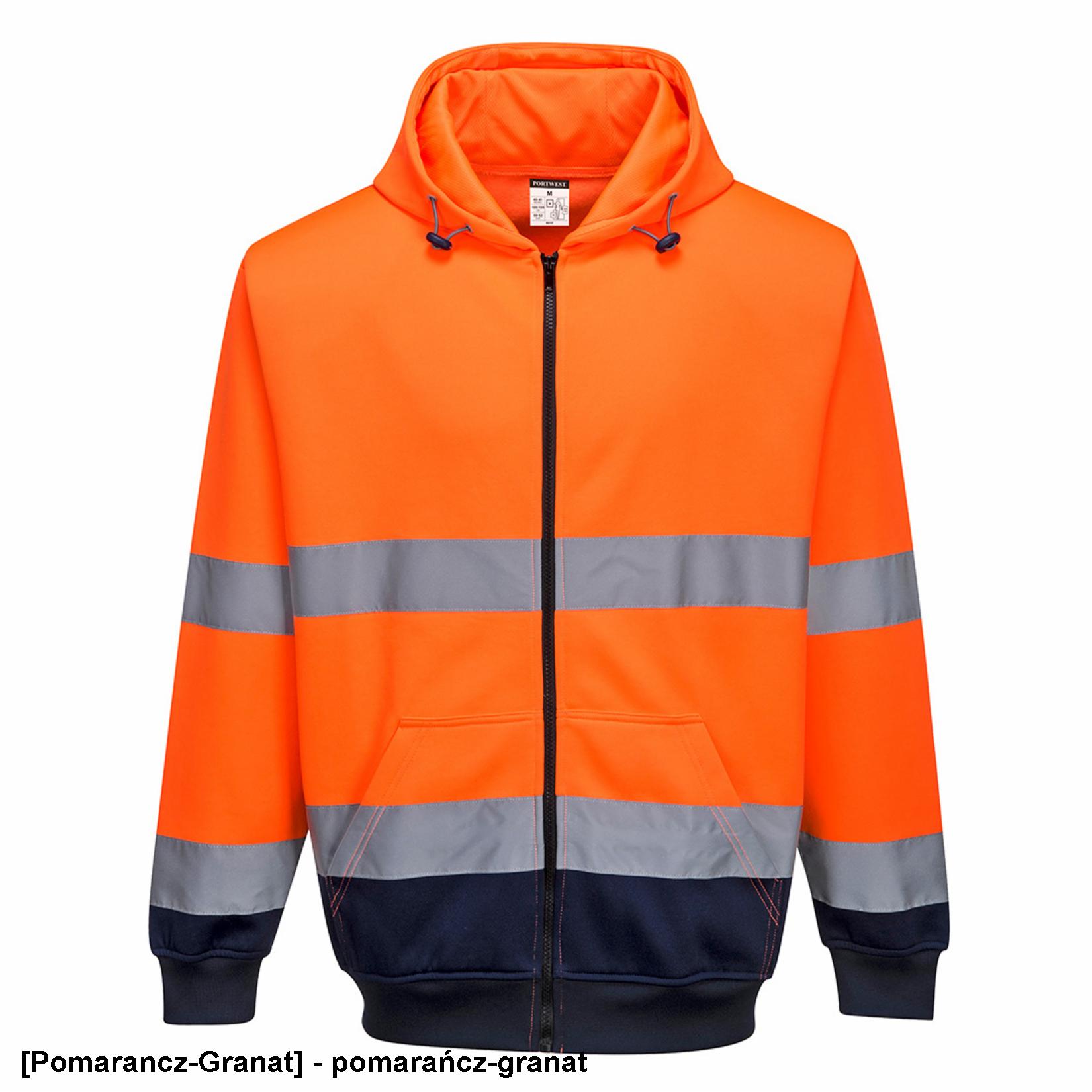 B317 - Dwukolorowa bluza z kapturem zapinana na zamek - 2 kolory - S-3XL