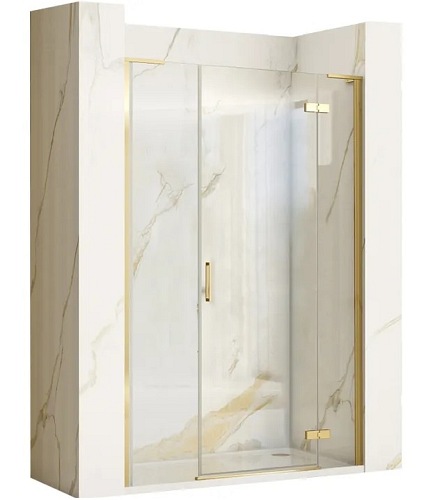 Drzwi prysznciowe do wnęki 110 cm szczotkowane złoto uchylne Hugo Rea Gold