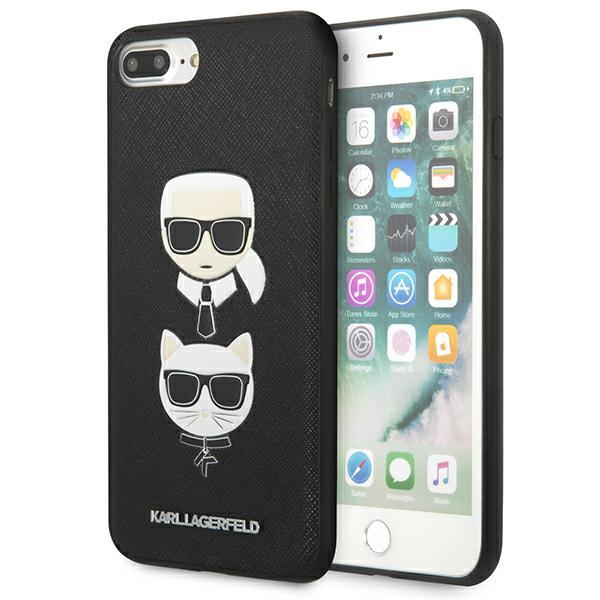 Etui Karl Lagerfeld do iPhone 7 Plus / 8 Plus czarny/black hardcase Saffiano Ikonik Karl&Choupette Head