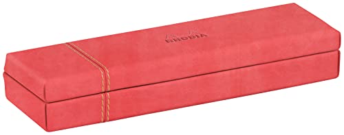 Rhodia 194521C - Etui na długopisy 21x5,5x3cm, elegancka sztuczna skóra, na ołówki, pędzle i długopisy, 1 sztuka, kolor koralowa czerwień