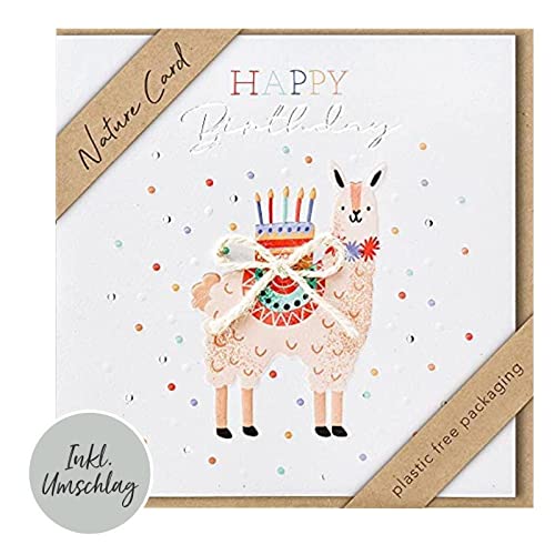Kartka urodzinowa Nature Card Handmade - Lama 15,5 x 15,5 cm