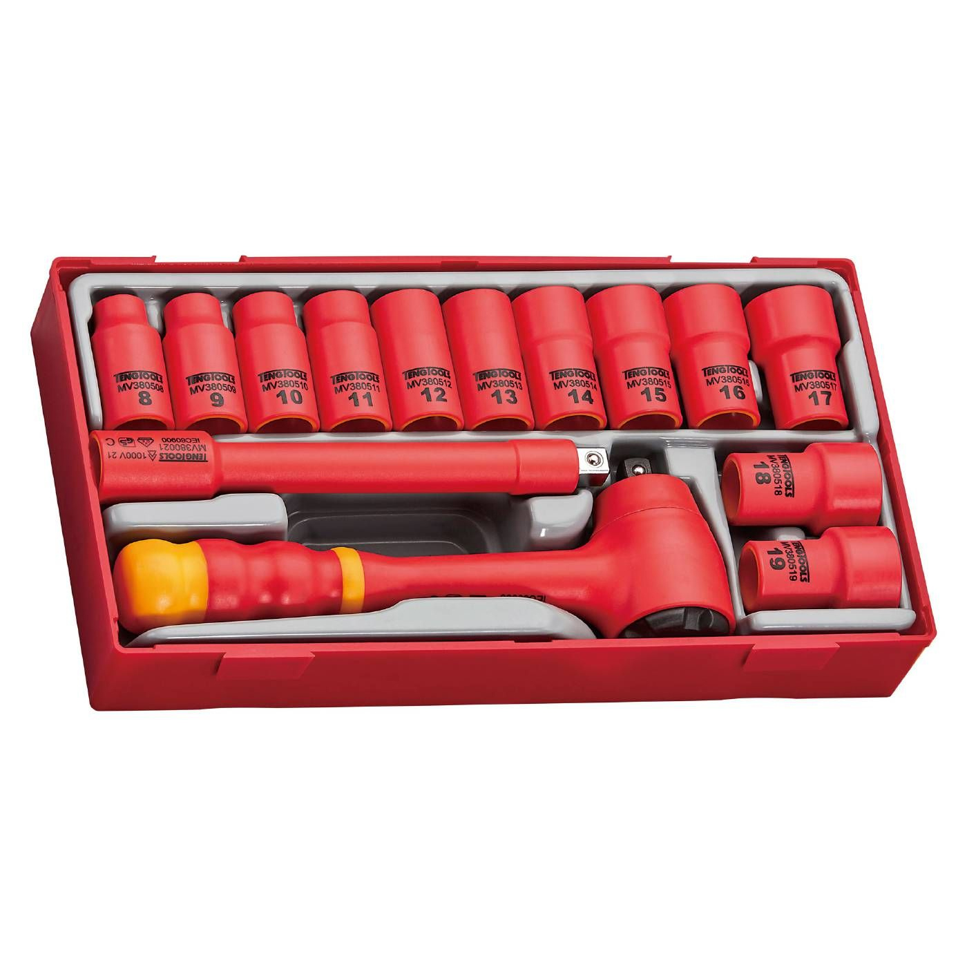 TENG TOOLS ZESTAW NARZĘDZI NASADOWYCH VDE 1000V Z CHWYTEM 3/8' 285240107(LUNA-285240107)