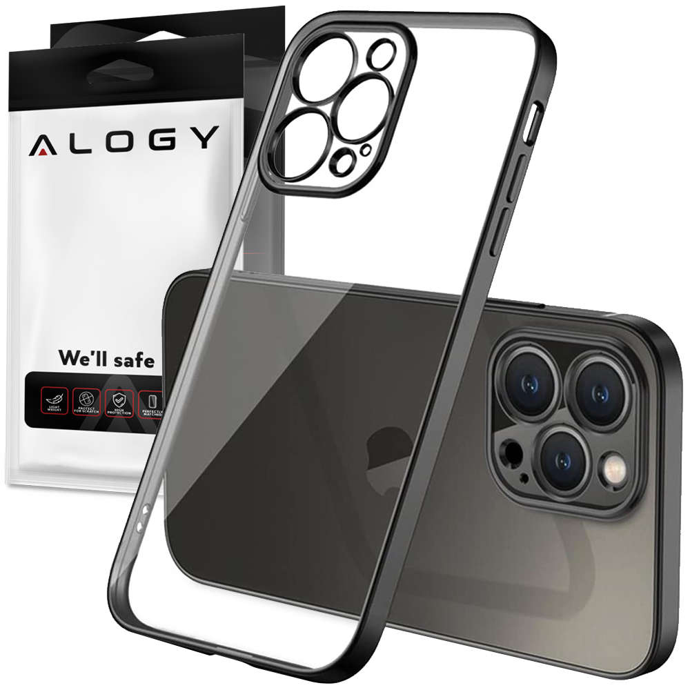 Etui Alogy TPU Luxury Case z osłonką na aparat do Apple iPhone 13 Pro czarno-przezroczyste
