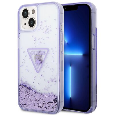 Etui Guess Liquid Glitter Palm Collection do Apple iPhone 14 Fioletowy