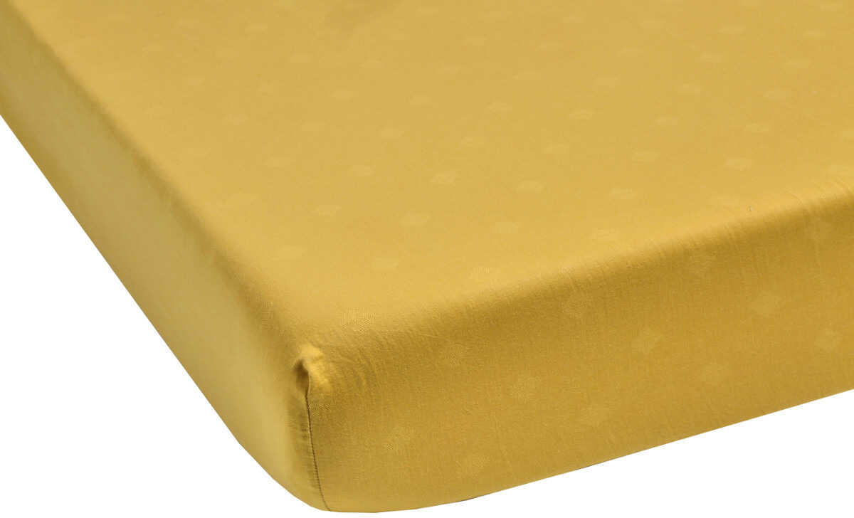 Podpierzyn?  Prześcieradło żakardowe ze ściągaczem Blanc Des Vosges Delhi Soleil