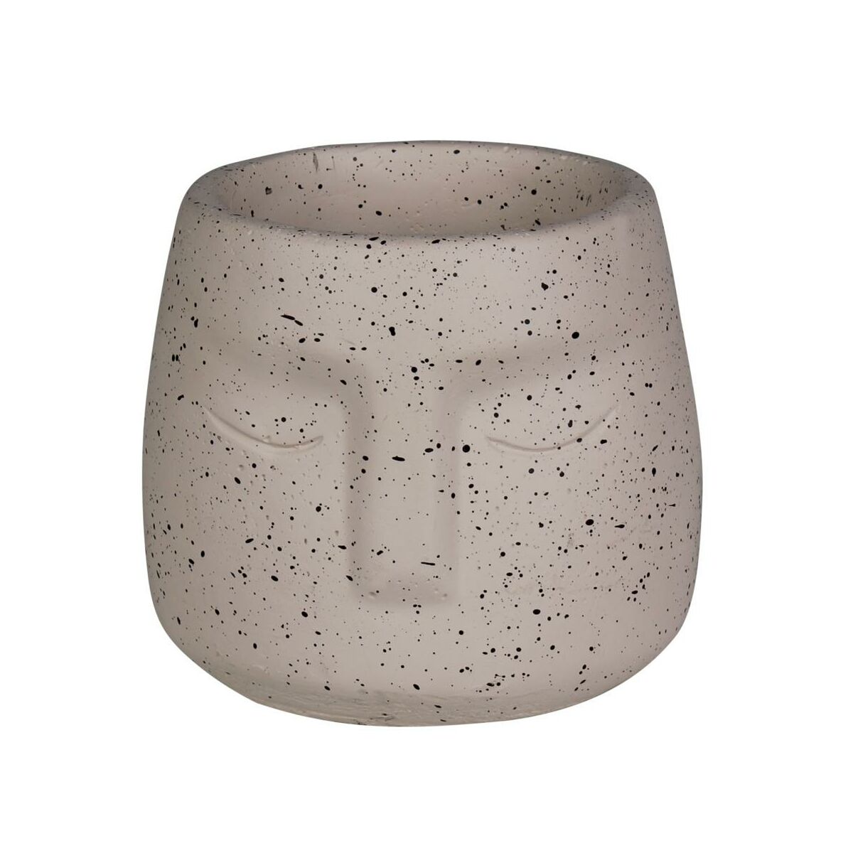 Osłonka doniczki cementowa Lone Twarz 11cm boho aztec beżowa