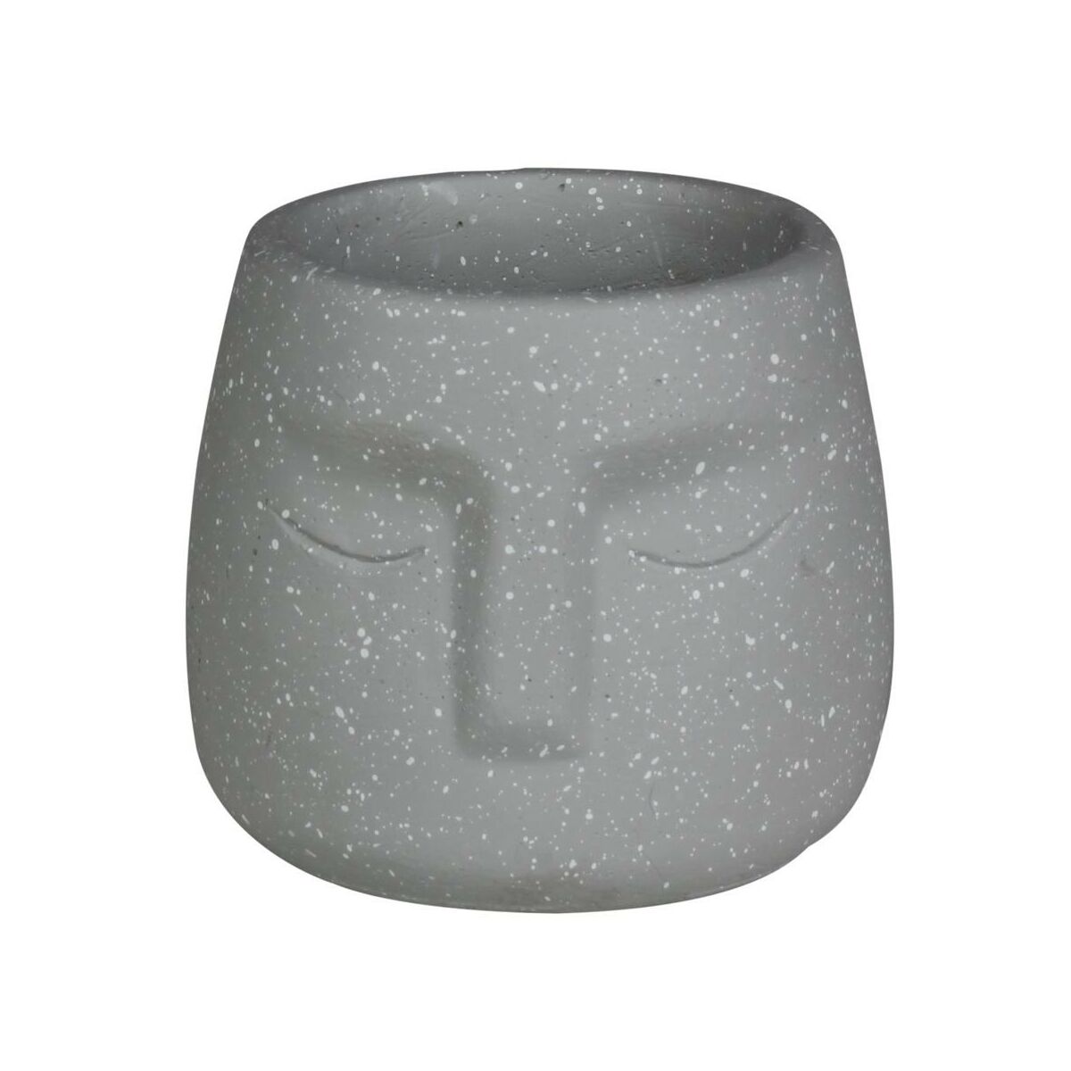 Osłonka doniczki cementowa Lone Twarz 11cm boho aztec szara