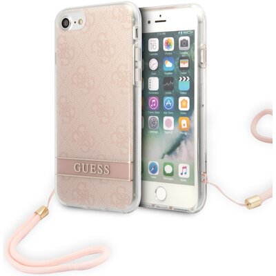 Etui Guess do iPhone SE 2022/SE 2020/7/ 8 różowy hardcase 4G Print Strap