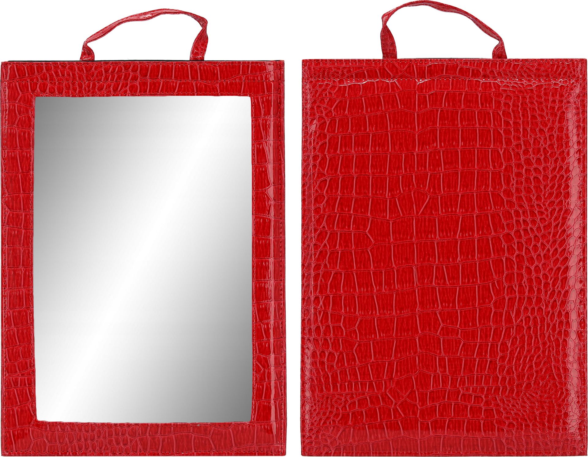 Lustro Q-32-RED lusterko fryzjerskie duże z rączką