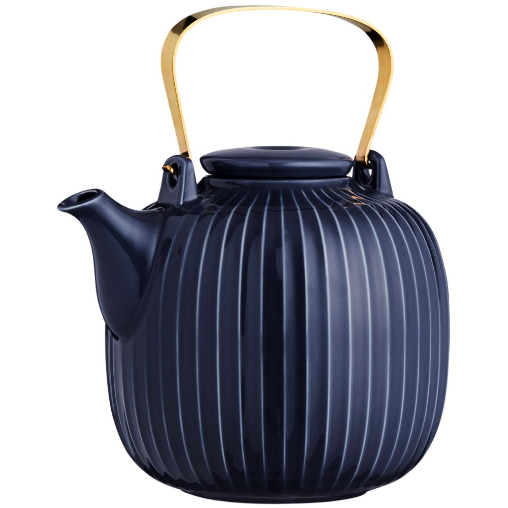 Ciemnoniebieski porcelanowy dzbanek do herbaty Kähler Design Hammershoi, 1,2 l