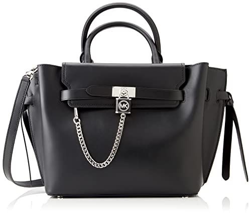 Michael Kors Women LG Belted Satchel Bag, Black, czarny