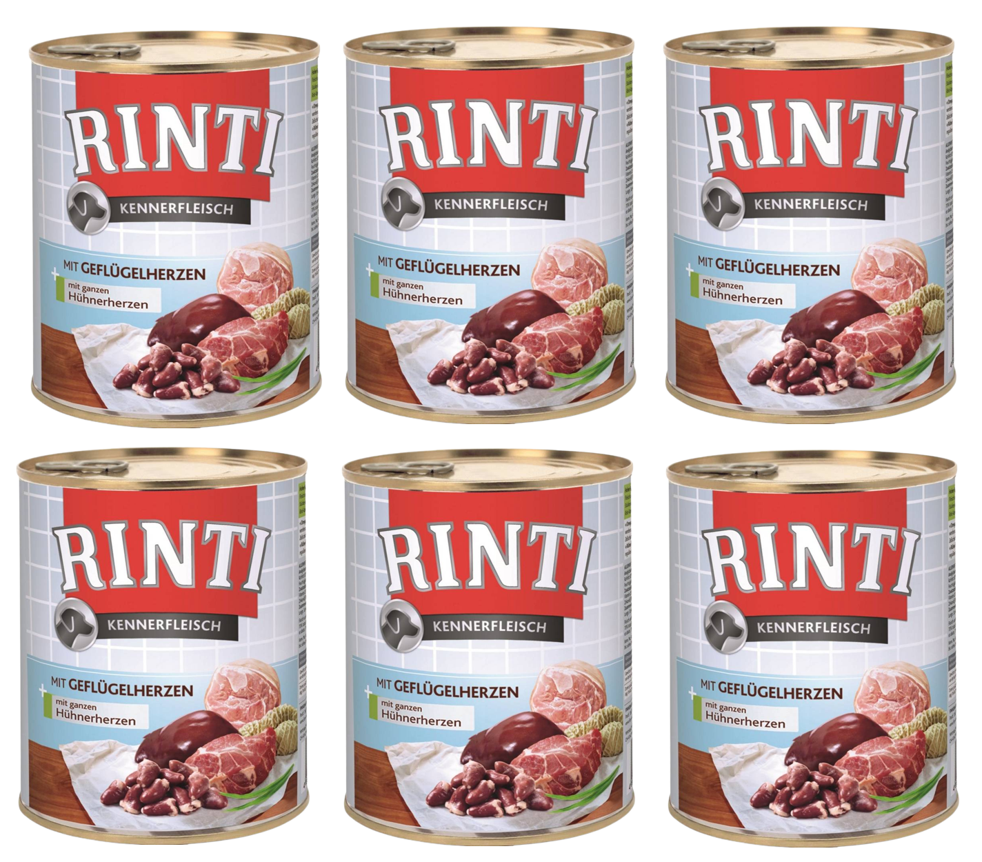 Rinti Kennerfleisch Geflugelherzen karma mokra dla psa - serca drobiowe 12x800g