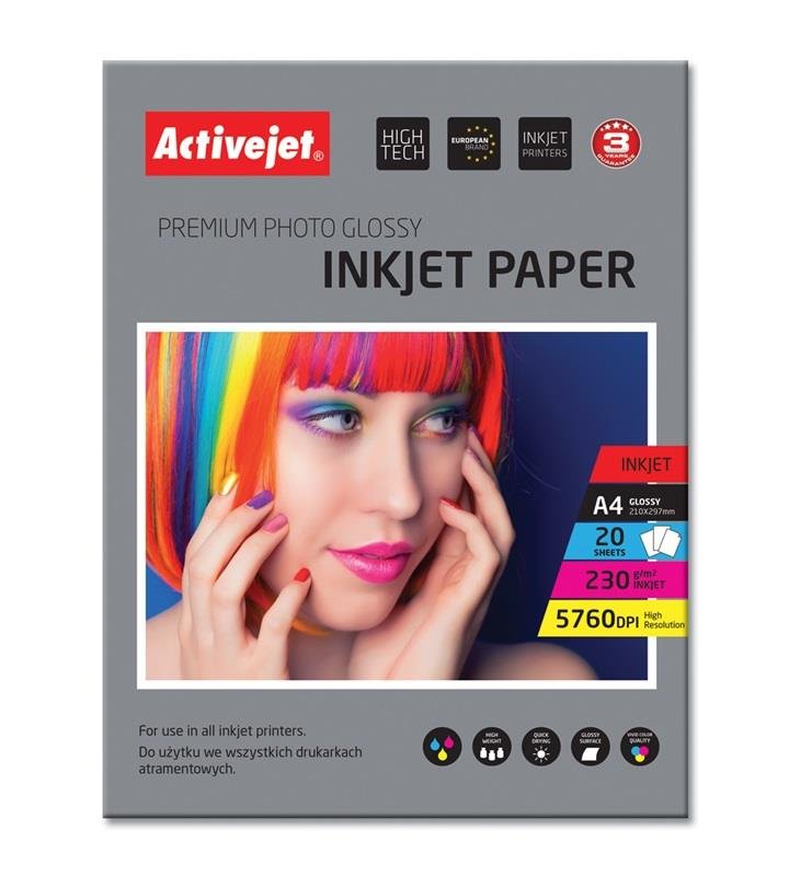 Activejet, AP4-230G20, papier fotograficzny A4