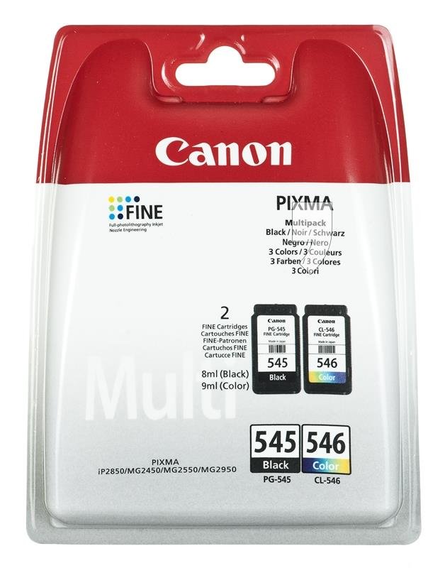 Canon Tusz Canon zestaw PG-545/CL-546=PG545/CL546=8287B005, zawiera czarny i kolor, PG-545+CL-545 EXPCANACA0169