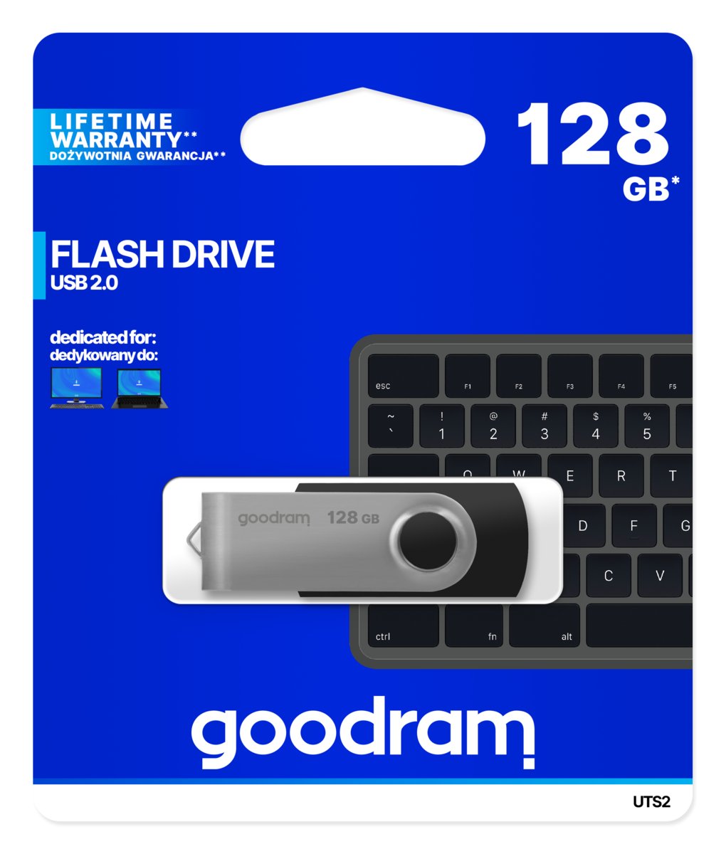 GOODRAM Pamięć USB GOODRAM 128GB UTS2 czarny USB 2.0 UTS2-1280K0R11