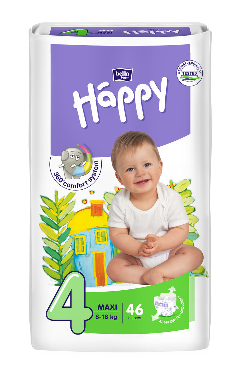 Bella baby happy Pieluszki Baby Happy New Flexi Fit Maxi (4) 8-18 kg 46 szt. BB-054-LU46-008