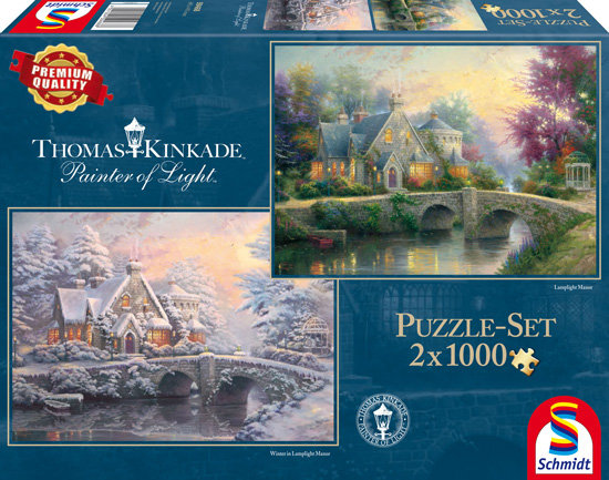 Schmidt Spiele PQ Puzzle 2 x 1000 THOMAS KINKADE Lamplight (wiosna/zima)