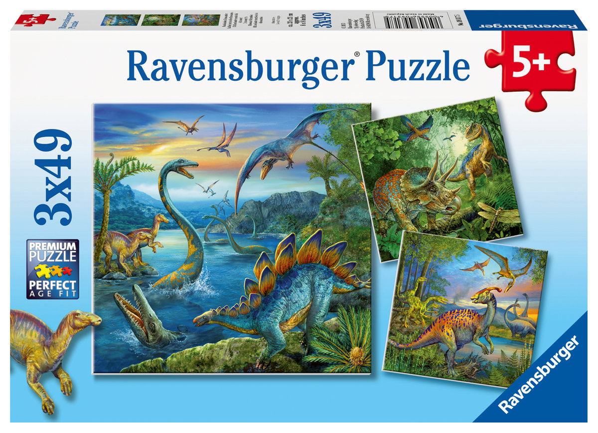 Ravensburger Puzzle Dinozaury 3x49