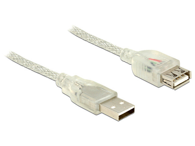 Delock Kabel USB A - A M/Ż 5.00m transparent 83885
