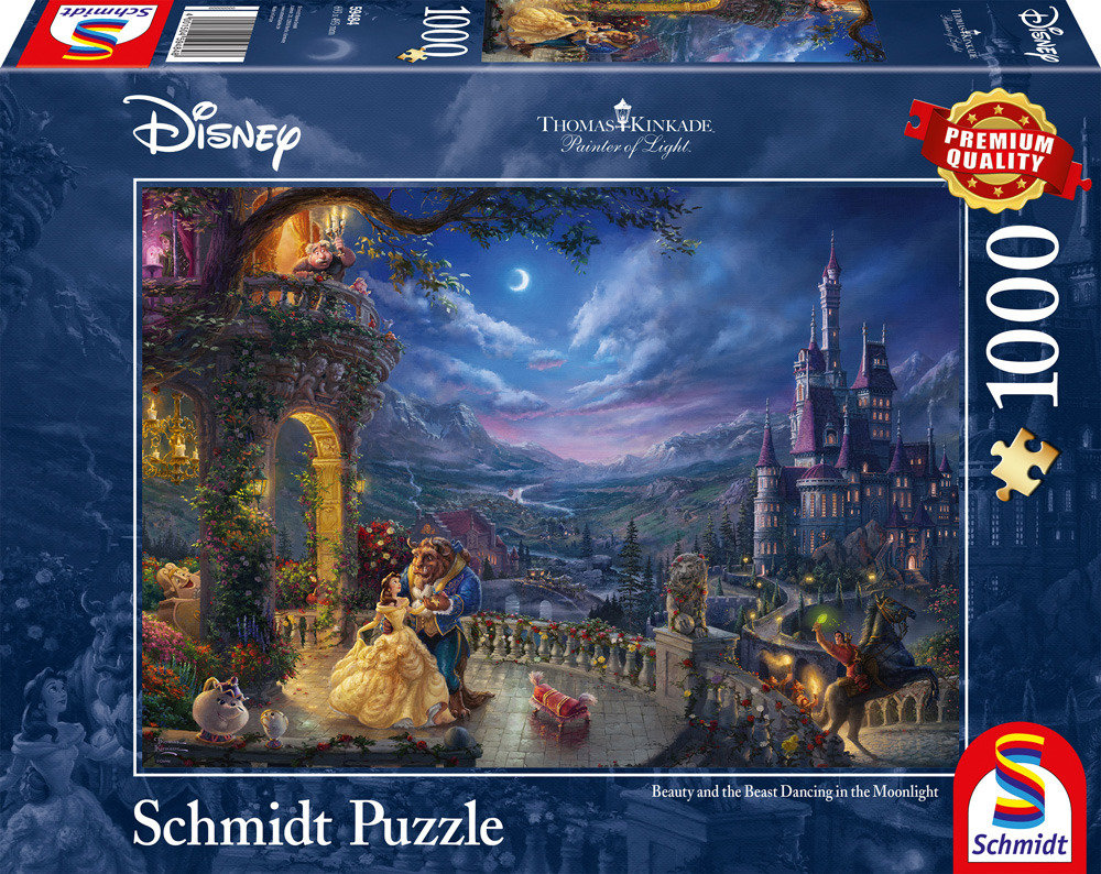 Schmidt Spiele 59484 Thomas Kinkade, Disney, Beauty and the Beast, Dance in the Moonlight, 1.000 piece puzzles