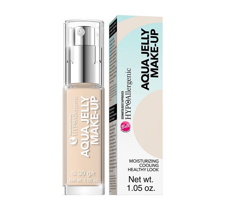 Bell Hypoallergenic Aqua Jelly 30ml Podkład do twarzy nawilżająco-matujący nr 02 Light Sandbeige