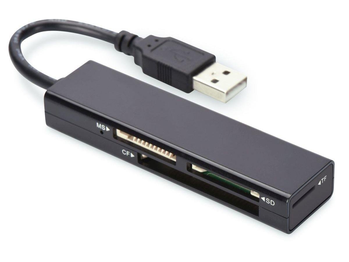 Ednet Czytnik kart 4-portowy USB 2.0 HighSpeed CF SD Micro SD/SDHC Memory Stick czarny 85241