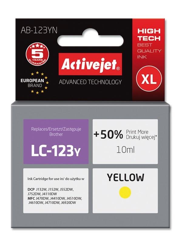 Tusz ACTIVEJET AB-123YN (Brother LC123Y/121Y), żółty, 10 ml