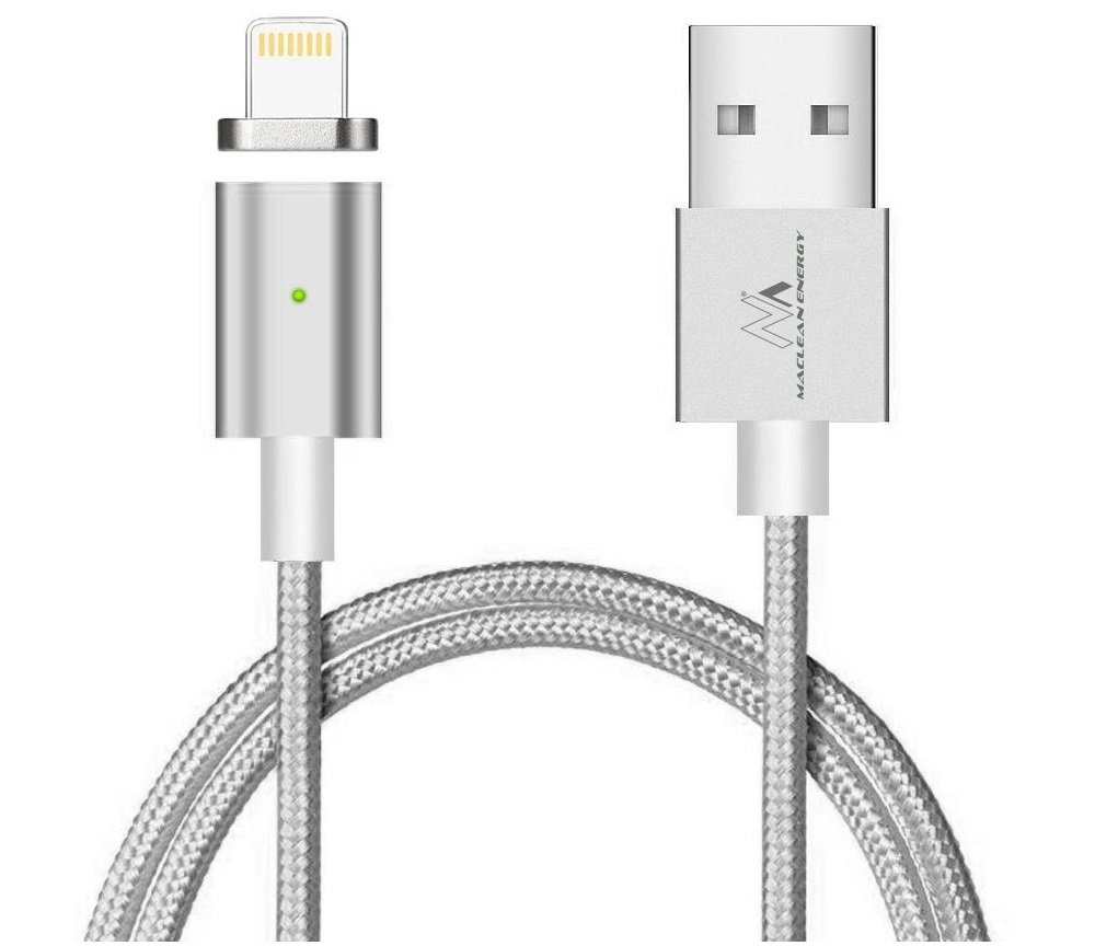 Maclean Kabel USB Lightning iPhone magnetyczny silver MCE161 - Quick & Fast Charge AP_146467