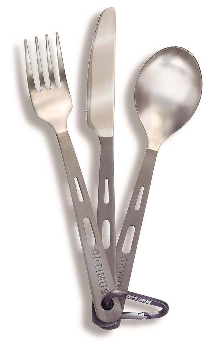 TITANIUM Optimus 3-Piece Cutlery Set Sztućce, szary/zielony