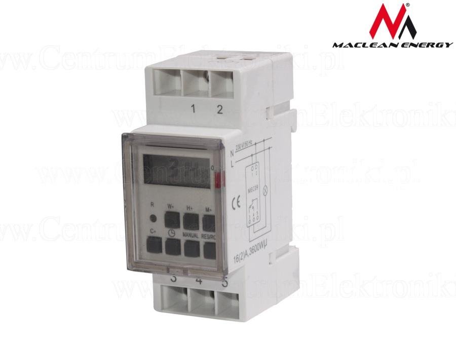 Maclean Timer programator MCE09 na szyne DIN 3600W Włącznik / wyłącznik c MCE09