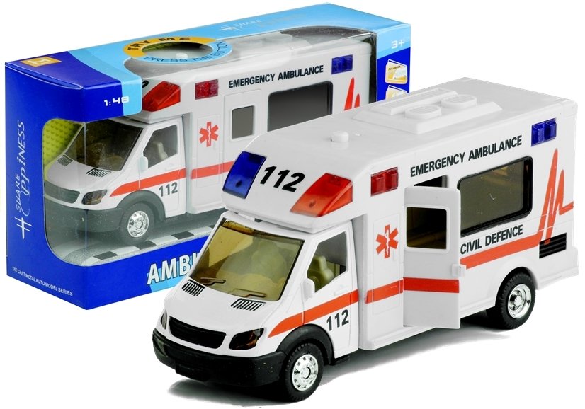 Lean Toys Ambulans karetka pogotowie jeździ gra świeci 1:48