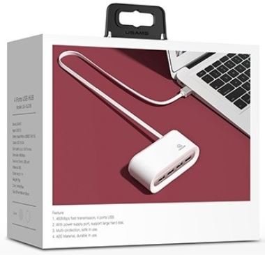 USAMS usams Adapter HUB US-SJ238 4xUSB 2.0 biały (SJ238FX01)