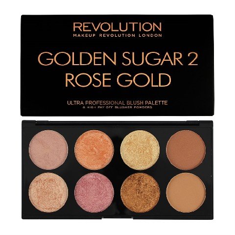 Makeup Revolution GOLDEN SUGAR 2 ROSE GOLD - ULTRA PROFESSIONAL BLUSH PALETTE - Paleta 8 róży MR201401