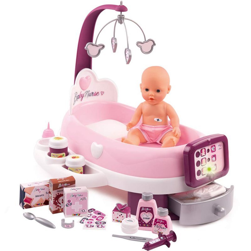 Smoby Baby Nurse Kącik Opiekunki Łóżeczko Elektroniczny Tablet + Lalka 220347