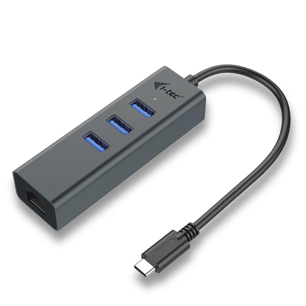 i-Tec USB-C Metal 3-portowy HUB z adapterem Gigabit Ethernet C31METALG3HUB