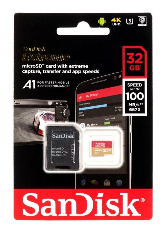 SanDisk Extreme microSDHC 32GB 100/60 MB/s A1 V30 U3