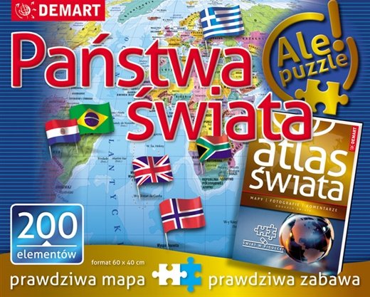 PUZZLE 200 PAŃSTWA ŚWIATA + ATLAS Opracowanie zbiorowe