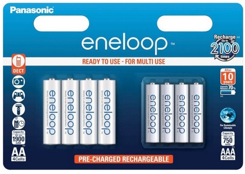 Panasonic Eneloop Combipack 1x4 Mignon AA + 1x4 Micro AAA BK-KJMCCE44E