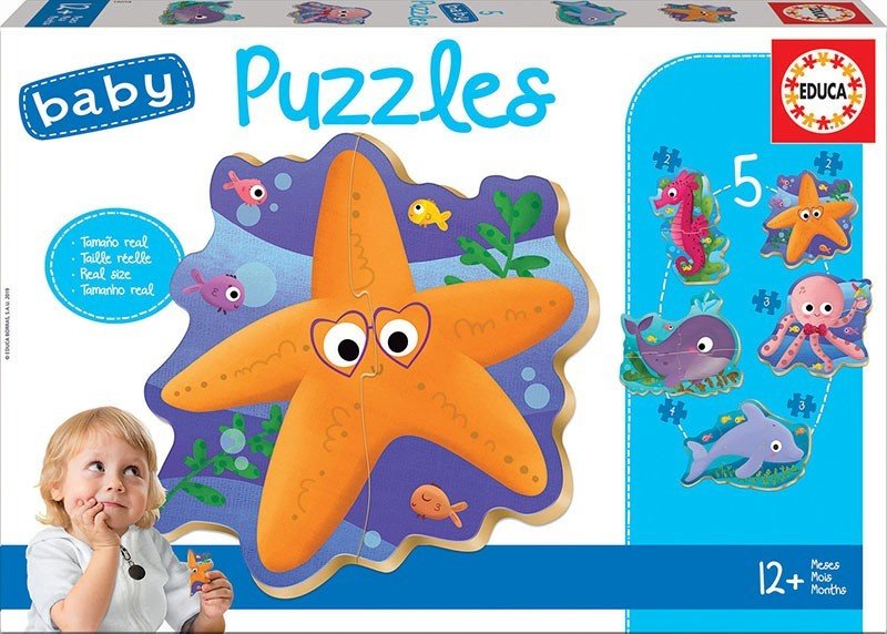 Educa Puzzle progresywne od 2 do 4 elementów. Zwierzęta morskie
