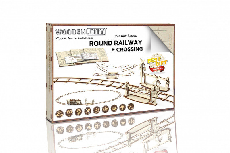 Wooden.City Drewniana puzzle 3D Okrągłe tory + przejście