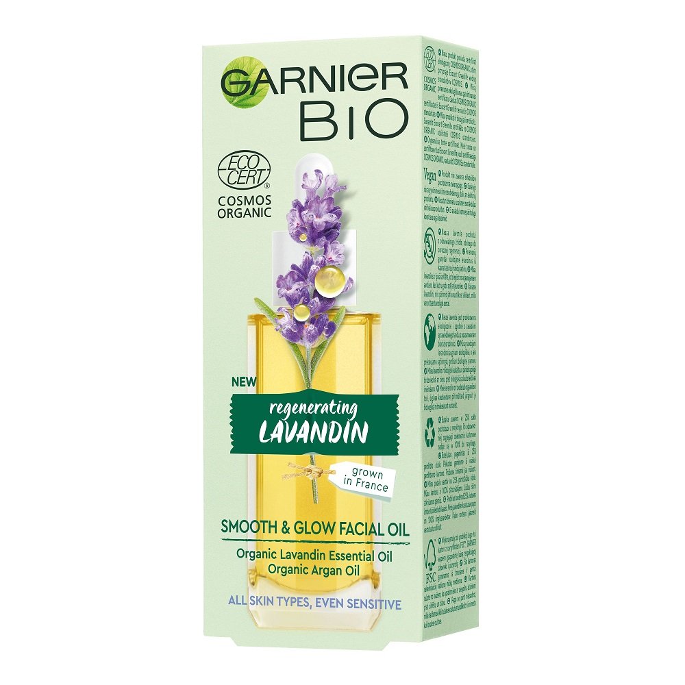 Garnier BIO - SMOOTH & GLOW FACIAL OIL - Wygładzający olejek do twarzy Lawenda 30ml