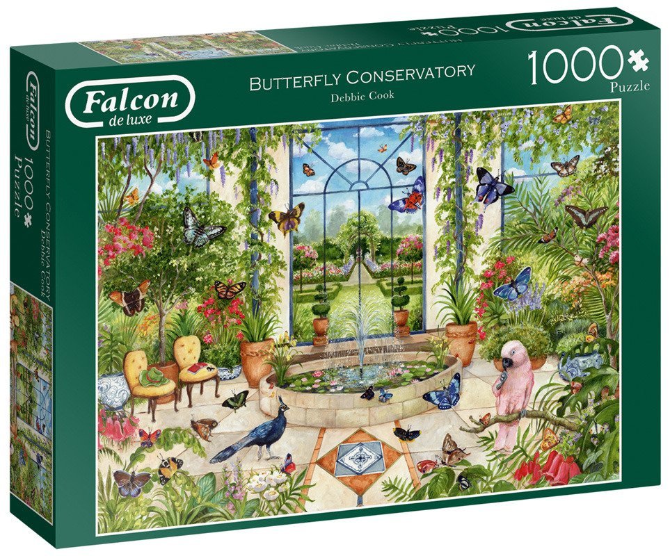 Jumbo Spiele Falcon de luxe Butterfly Conservatory 1000 sztuk 1000 elementów puzzle puzzle, Flora i Fasa, dla dzieci i dorosłych, dziewcząt, 12 lat (wewnątrz) 11255