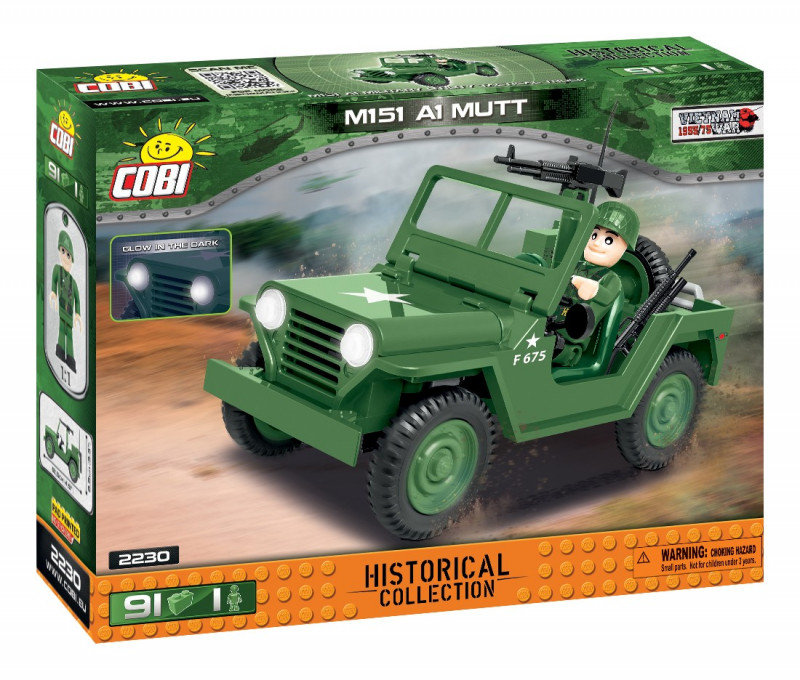 Cobi 2230 Historical Collection Vietnam War Wojna w Wietnamie Samochód terenowy M151 A1 MUTT 91 klocków