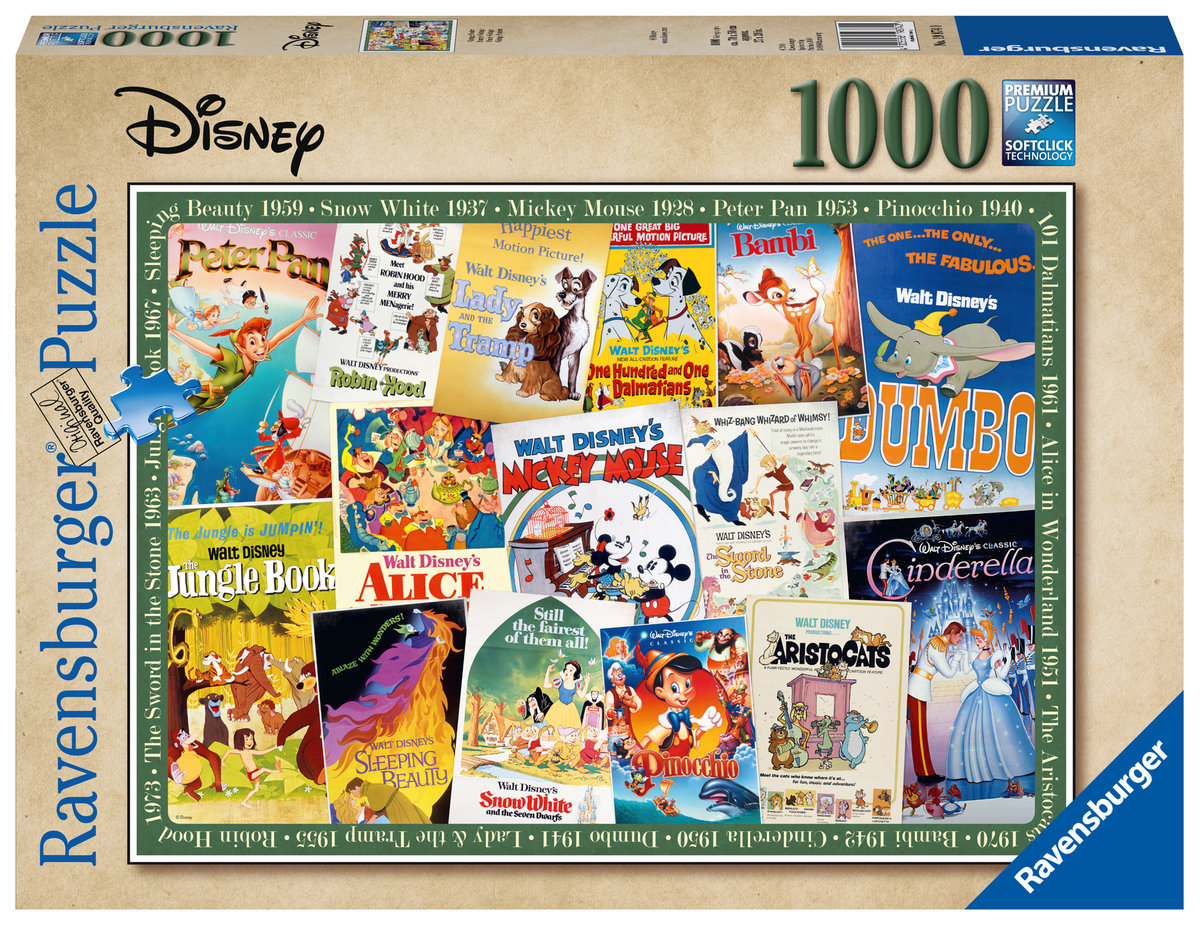 Ravensburger Disney Vintage Movie Posters 1000pc piece Jigsaw puzzle wersja w języku angielskim