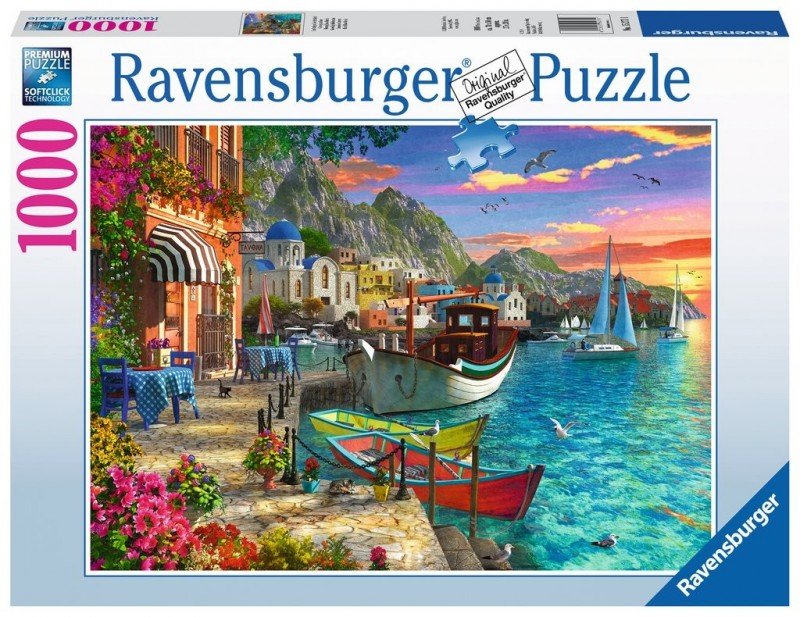 Ravensburger Puzzle 1000 elementów. Greckie nabrzeże